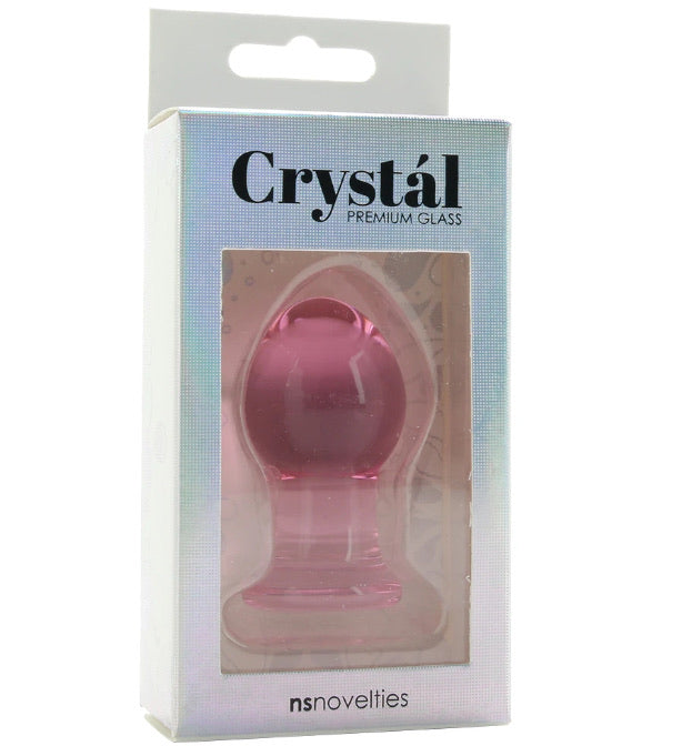 Crystal Premium Glass Small Butt Plug - Pink